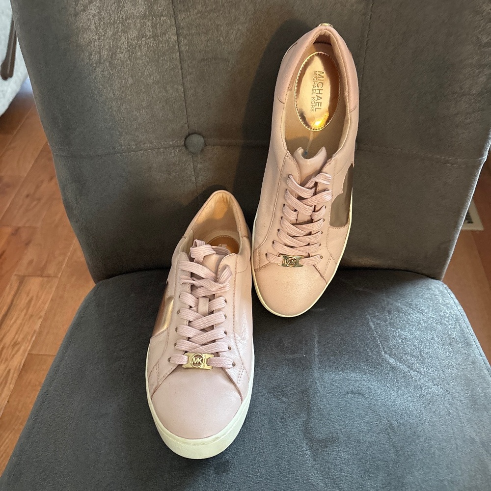 Michael Kors Keaton Leather Dusty Pink Heart Shoes Sneakers Women’s Sz 7.5 M